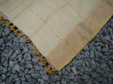 Beige Checks Linen Saree-Saree-House of Taamara-House of Taamara