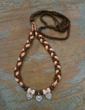 Beige/Brown Thread Neckpiece with Silver Pendant-Silver Neckpiece-House of Taamara-House of Taamara