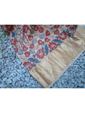 Beige/Maroon/Blue Kalamkari Benares Silk Saree-Saree-House of Taamara-House of Taamara