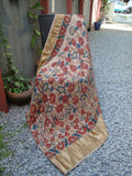 Beige/Maroon/Blue Kalamkari Benares Silk Saree-Saree-House of Taamara-House of Taamara