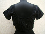 Black Cotton Blouse Size-40-Blouse-House of Taamara-House of Taamara