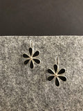 Black Floral Enamel Silver Earrings-Earrings-House of Taamara-House of Taamara