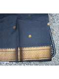 Black Mangalgiri Silk cotton Saree-Saree-House of Taamara-House of Taamara