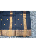 Black Mangalgiri Silk cotton Saree-Saree-House of Taamara-House of Taamara