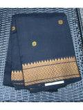 Black Mangalgiri Silk cotton Saree-Saree-House of Taamara-House of Taamara
