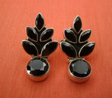 Black Stone Silver Earrings-Earrings-House of Taamara-House of Taamara