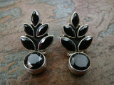 Black Stone Silver Earrings-Earrings-House of Taamara-House of Taamara