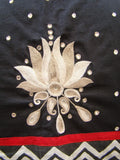 Black/Beige/Red Cotton Blouse Size-36-Blouse-House of Taamara-House of Taamara