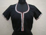 Black/Beige/Red Cotton Blouse Size-38-Blouse-House of Taamara-House of Taamara