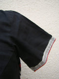 Black/Beige/Red Cotton Blouse Size-38-Blouse-House of Taamara-House of Taamara