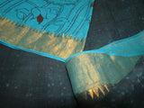 Black/Blue Kalamkari Cotton Saree-Saree-House of Taamara-House of Taamara