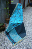 Black/Blue Kalamkari Cotton Saree-Saree-House of Taamara-House of Taamara