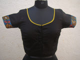Black/Green Cotton Blouse Size-38-Blouse-House of Taamara-House of Taamara