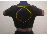 Black/Green Cotton Blouse Size-38-Blouse-House of Taamara-House of Taamara