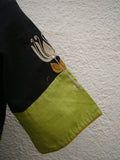 Black/Green Cotton Blouse Size-42-Blouse-House of Taamara-House of Taamara