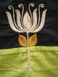 Black/Green Cotton Blouse Size-42-Blouse-House of Taamara-House of Taamara