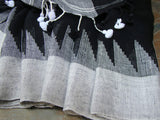 Black/Grey Linen Saree-Saree-House of Taamara-House of Taamara