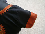 Black/Grey/Orange Cotton Blouse Size-38-Blouse-House of Taamara-House of Taamara