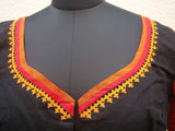 Black/Maroon/Orange Cotton Blouse Size-36-Blouse-House of Taamara-House of Taamara