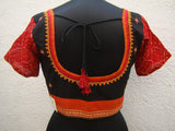 Black/Maroon/Orange Cotton Blouse Size-36-Blouse-House of Taamara-House of Taamara