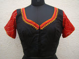 Black/Maroon/Orange Cotton Blouse Size-40-Blouse-House of Taamara-House of Taamara