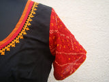 Black/Maroon/Orange Cotton Blouse Size-40-Blouse-House of Taamara-House of Taamara