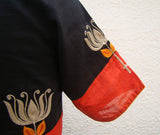 Black/Orange Cotton Blouse Size-38-Blouse-House of Taamara-House of Taamara