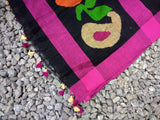 Black/Pink Linen Saree-Saree-House of Taamara-House of Taamara