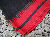 Black/Red Linen Saree-Saree-House of Taamara-House of Taamara