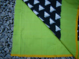 Black/White/Green Ikat Cotton Saree-Saree-House of Taamara-House of Taamara