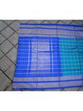 Blue Checks Ikat Silk Saree-Ikat Silk Saree-House of Taamara-House of Taamara