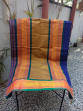 Blue Checks Kanchi Cotton Saree-Saree-House of Taamara-House of Taamara