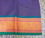 Blue Checks Kanchi Cotton Saree-Saree-House of Taamara-House of Taamara