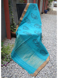 Blue Kalamkari Cotton Saree-Saree-House of Taamara-House of Taamara
