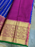 Blue Kanjeevaram Silk Pavadai (Pattu Langa)-Silk Saree-House of Taamara-House of Taamara