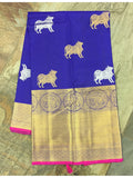 Blue Kanjeevaram Silk Saree-Silk Saree-House of Taamara-House of Taamara