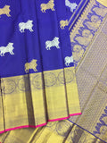 Blue Kanjeevaram Silk Saree-Silk Saree-House of Taamara-House of Taamara