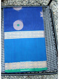 Blue Silk Cotton Saree-Silk Cotton Saree-House of Taamara-House of Taamara