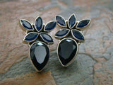 Blue Stone Silver Earrings-Earrings-House of Taamara-House of Taamara