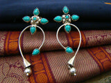 Blue Stone Silver Earrings-Earrings-House of Taamara-House of Taamara