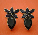 Blue Stone Silver Earrings-Earrings-House of Taamara-House of Taamara