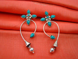 Blue Stone Silver Earrings-Earrings-House of Taamara-House of Taamara