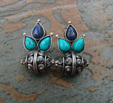 Blue Stone Silver Earrings-Earrings-House of Taamara-House of Taamara