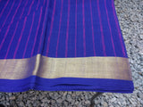 Blue Stripes Kanchi Cotton Saree-Saree-House of Taamara-House of Taamara