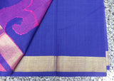 Blue Stripes Kanchi Cotton Saree-Saree-House of Taamara-House of Taamara