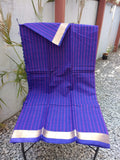 Blue Stripes Kanchi Cotton Saree-Saree-House of Taamara-House of Taamara