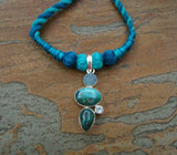 Blue Thread Neckpiece with Silver Pendant-Silver Neckpiece-House of Taamara-House of Taamara