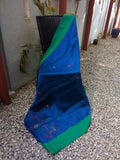 Blue/Green Linen Saree-Saree-House of Taamara-House of Taamara