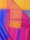 Blue/Mustard/Pink Kanjeevaram Silk Saree-Silk Saree-House of Taamara-House of Taamara