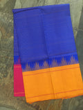 Blue/Mustard/Pink Kanjeevaram Silk Saree-Silk Saree-House of Taamara-House of Taamara
